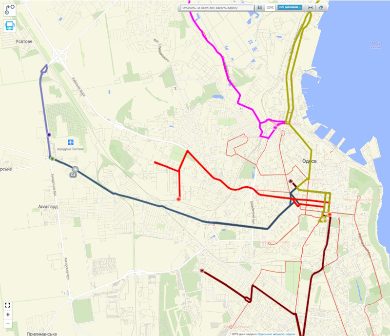 Все маршруты автобусов Одессы
