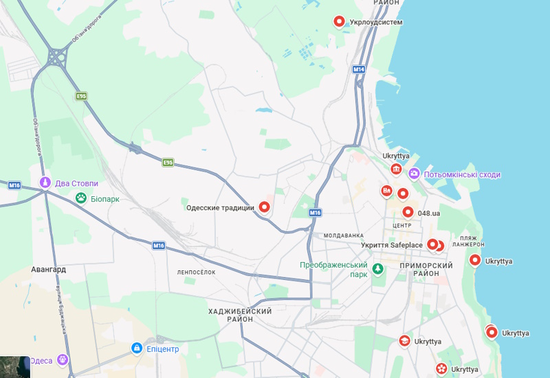 Карта укриттів Одеси